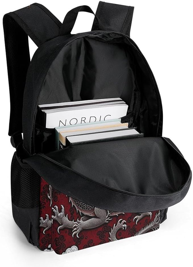 Supdreamc Backpack Anti-Theft Multipurpose Large Capacity Carry On Bag, Chinese Dragon Art Camping Outdoor Backpack With Side Pockets