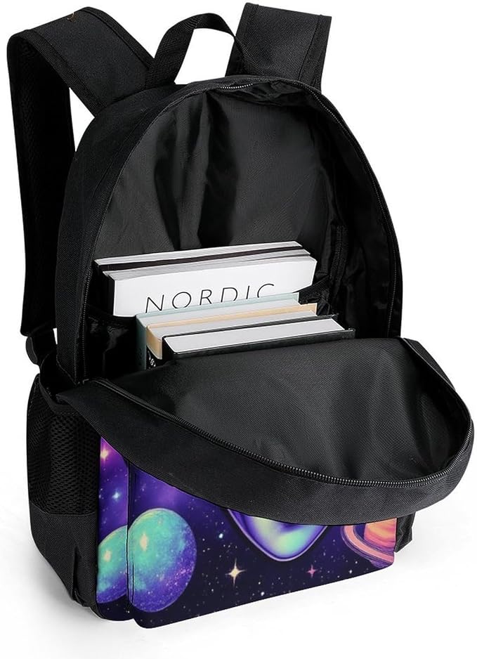 Rucksacks Lightweight Multipurpose Anti-Theft Alien And Ufo Space Universe Art Shoulder Bag Big Capacity Traveling Camping Backpack With Side Pockets