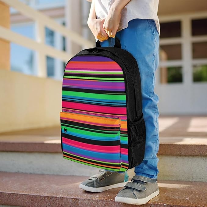 Supdreamc Lightweight Daypack Backpack for Sports Travel Running, Large Capacity Multipurpose Anti-Theft Bookbag, Mexican Blanket Stripes Laptop Backpack Daypack