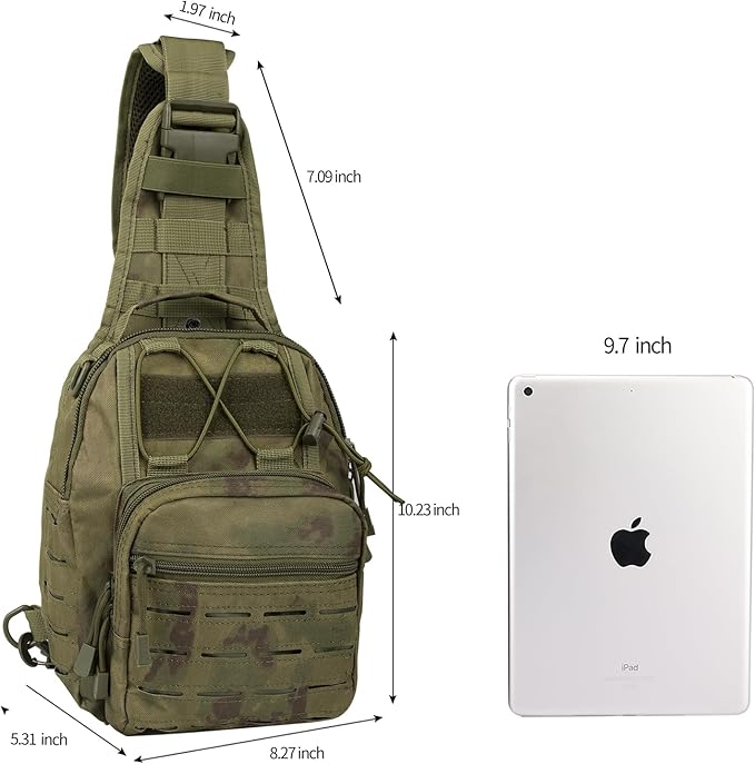 BOMTURN Tactical Backpack-1000D Waterproof Military Backpack/Laser-Cut/CCW Bags Sling Bag Tactical Satchel Shoulder Bag Men
