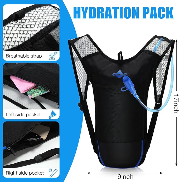 Reginary 6 Pack Hydration Backpack Set with 2l Water Bladder, Lightweight Water Backpack Outdoor for Hiking Hydration Pack with Water Bladder for Adults Running Cycling Biking