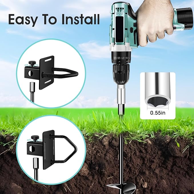 Ground Anchors Multi-Purpose Trampoline Stakes Heavy Duty, 3" Wider Spiral Mobile Home Anchors Hurricane Earth Anchor for Trampoline, Storage Shed, Swing Sets, Carports(13"-2pcs)