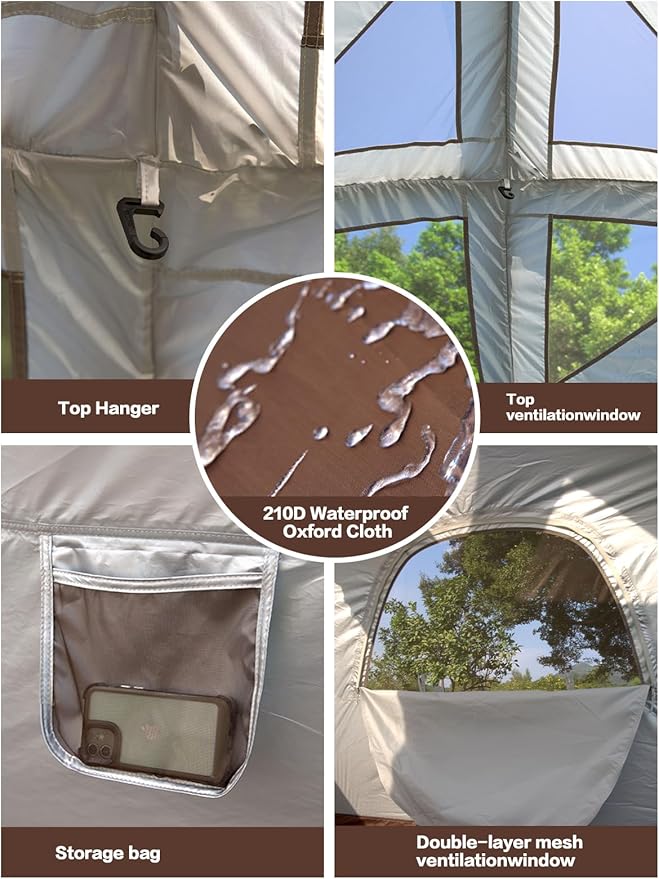 Inflatable Camping Tent,2/4/6/8 Person Glamping Inflatable Tents with Awning, Quick Setup Blow Up Tents with Pump, Waterproof Oxford Inflatable House for Camping, Air Glamping Hot Tents for Adult