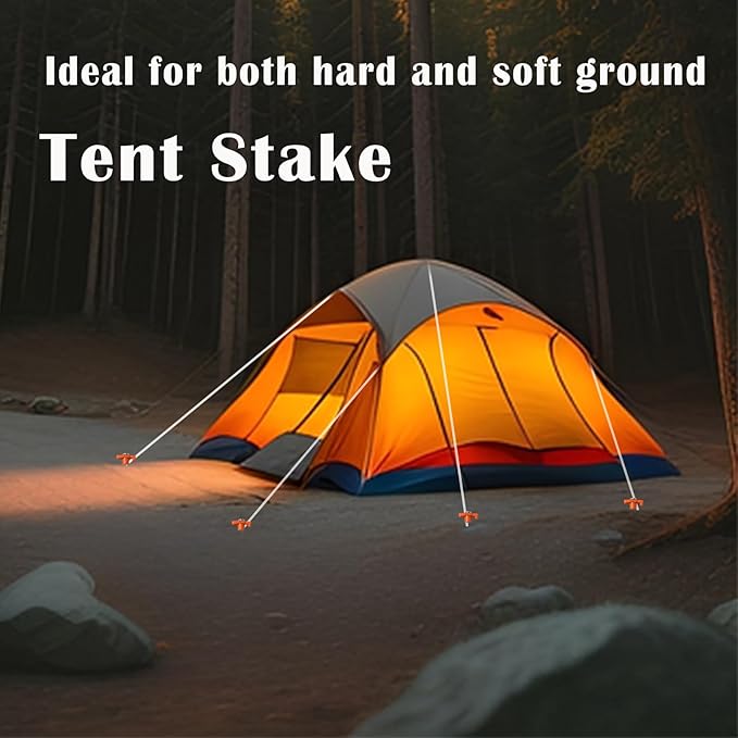 20 Pack Tent Stakes - 9.75 Inch Galvanized Non-Rust Ground Stakes Heavy Duty Canopy Anchors Metal Tent Pegs for Camping, Garden, Hiking, Orange