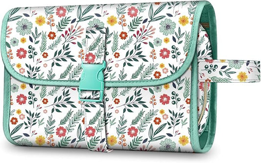Fintie Portable Toiletry Cosmetic Travel Bag, Large Water Resistant Hanging Makeup Organizer Storage Pouch Case for Women Girls, Spring
