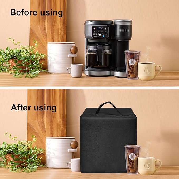 Cold Brew Coffee Maker Cover Drip Coffee Maker Lid Waterproof Antistatic Nylon Case for K-Duo Gen2/K-Cup Gen1 Hot & Iced Single Serve & Carafe Coffee Make 72oz (Black)
