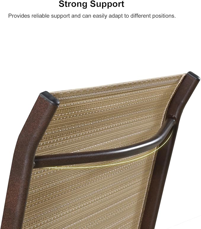 PURPLE LEAF Outdoor Chaise Lounge Chair Set of 3 Patio Pool Lounger Aluminum Chairs with Side Table Adjustable Tanning Recliner for Outside Yard Deck Lawn Garden Beach Light Khaki