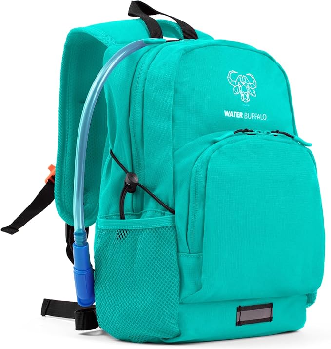 Water Buffalo Mini Sherpa Kids Hiking Backpack & Hydration Backpack, with 1.5L Bladder, Adjustable Fit, Reflective Trim