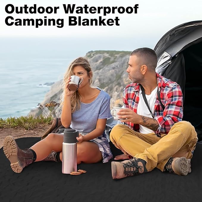 Outdoor Waterproof Camping Blanket, Foldable Fleece Stadium Blanket for Outdoor Sports Event, Camping, Picnics