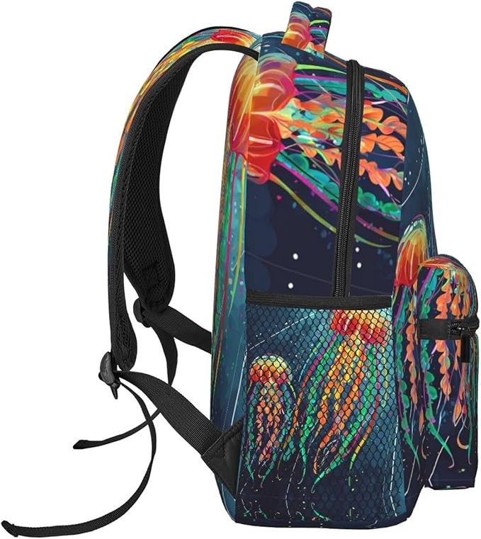Lightweight Daypack for Camping Business Walking Cycling, Large Capacity Anti-Theft Multipurpose Bookbag, Watercolor Under Sea Ocean Jellyfish Gym Outdoor Hiking Backpack