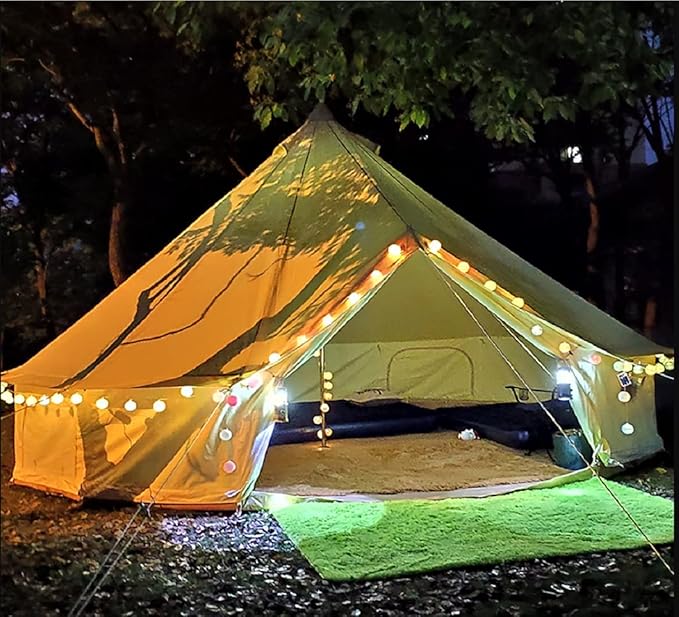 Outdoor Cotton Canvas Bell Tent 4 Seasons Tent for Family Travel Party and Hunting Camping Yurt Tent