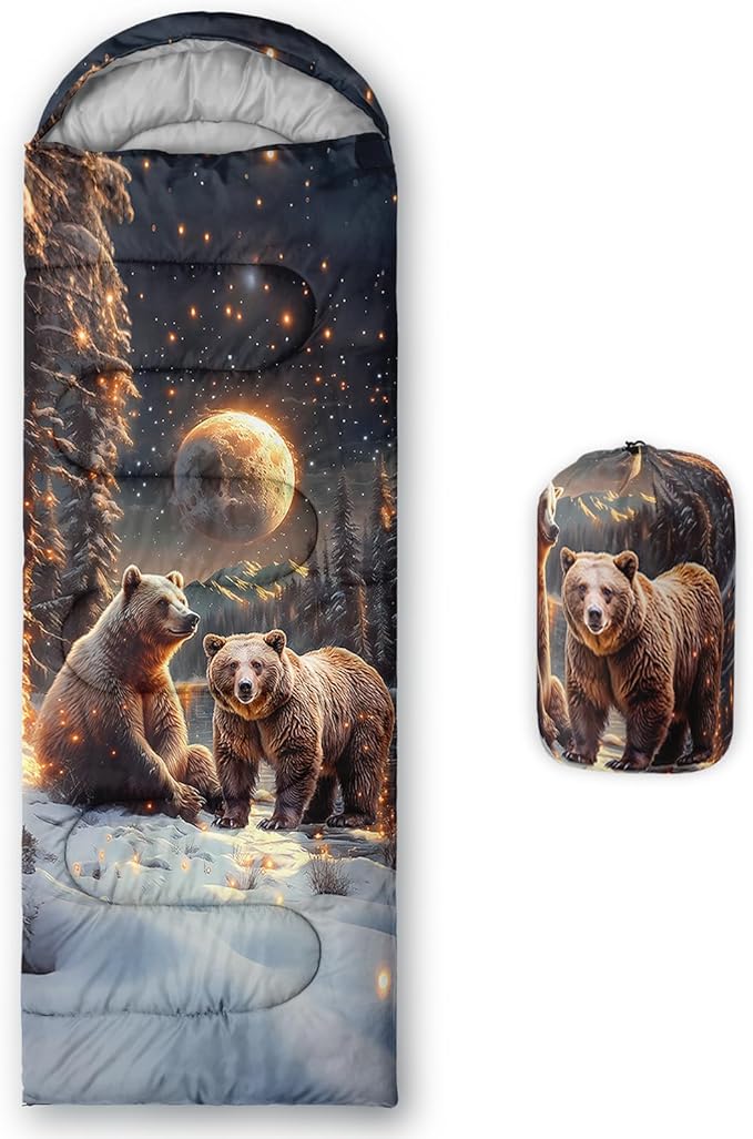 AILONEN Girls Pink Camping Sleeping Bags,Lightweight & Waterproof,3 Season Warm & Cool Weather,Cute Bow Duck Print Sleeping Bags for Kids,Girls,Adults Travelling,Outdoors