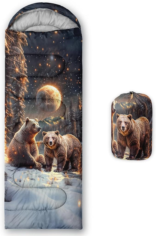 AILONEN Girls Pink Camping Sleeping Bags,Lightweight & Waterproof,3 Season Warm & Cool Weather,Cute Bow Duck Print Sleeping Bags for Kids,Girls,Adults Travelling,Outdoors