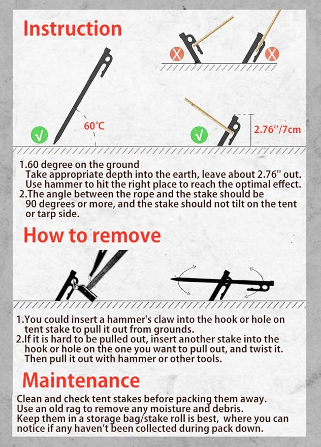 CAMPINGMOON 11.87-inch 8pcs Martensitic Stainless Steel 420J2 Hardened Forged Tent Stake Power Peg Ideal for Hard Ground R-30-8P
