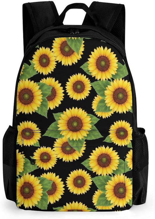 Sports Gym Outdoor Backpack Floral Sunflower College Bookbag with Large Capacity Rucksack for Men Women