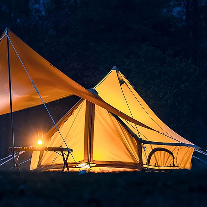 GeRRiT Camping Tent 3M & 4M Outdoor Waterproof Tent, Large Cotton Canvas Tent Yurt, 4 Seasons Frame Tent