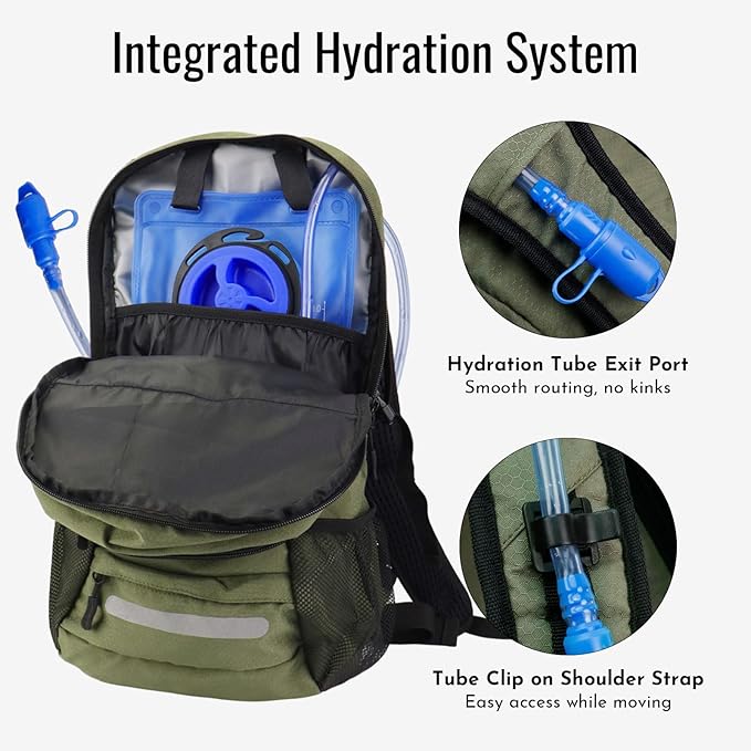 20L Hydration Backpack with 3L Water Bladder Water Backpack for Hiking Hydration Pack Insulated Daypack for Commuting Black