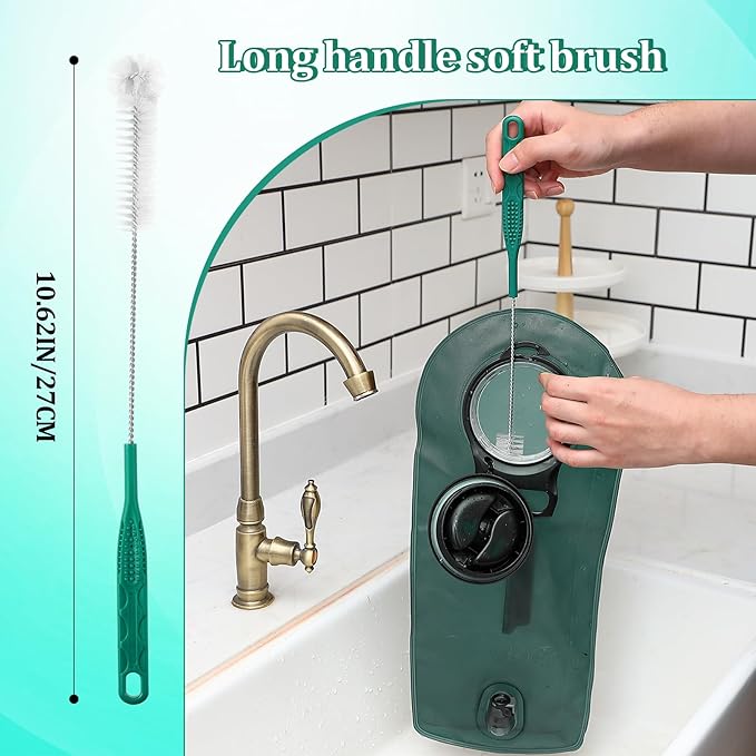 Patelai 2 Set 8 in 1 Hydration Bladder Cleaning Kit Includes 3 Different Brushes and Drying Collapsible Bladder Frame, Water Reservoir Backpack Cleaning Kit