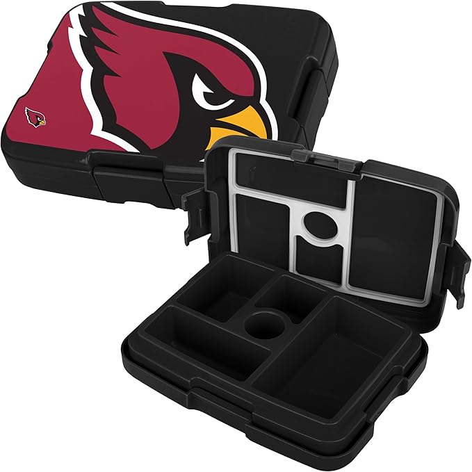 FOCO NFL Unisex-Adult Officially Licensed 2-Tone Big Logo Team Color Football Leak Proof 5 Compartment Bento Lunch Box - Arizona Cardinals