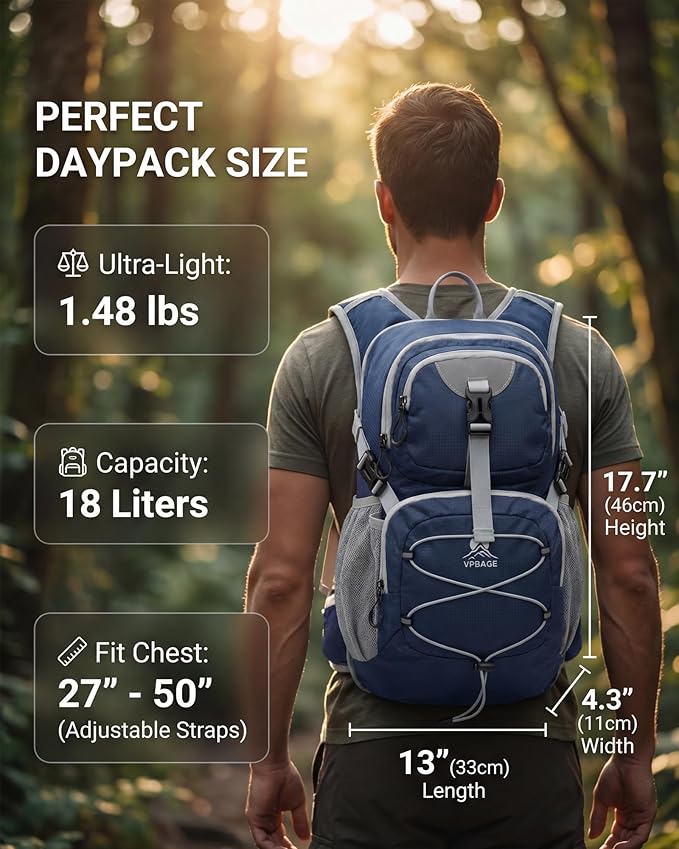 Hydration Backpack with 2L Bladder – Thermal Insulated Water Pack for Hiking, Skiing, Running – Lightweight Daypack for Men & Women, Soft-Lined Sunglasses Pocket & Large Waist Pockets