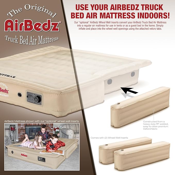 Pittman Outdoors PPI-TAN_AC5_505 AirBedz Original Tan Truck Bed Air Inflatable Wheel Well Side Inserts | Fits only PPI-505