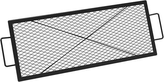 Onlyfire X-Marks Fire Pit Cooking Grate, Portable Rectangle Campfire Grill Grate with Handles, Heavy Duty Steel Campfire BBQ Grill for Outdoor, 36-Inch