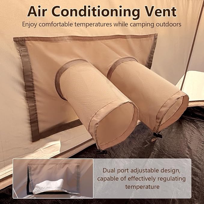 Bell Yurt Tent, Waterproof Luxury 4 Season Hot Tent with Stove Jack/Air Conditioner Vents/2 Skylight for Family Outdoor Camping Oxford Glamping Tents for All Year Living