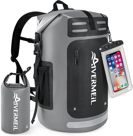 Waterproof Dry Bag with Waterproof Phone Case and small waterproof Bag Grey