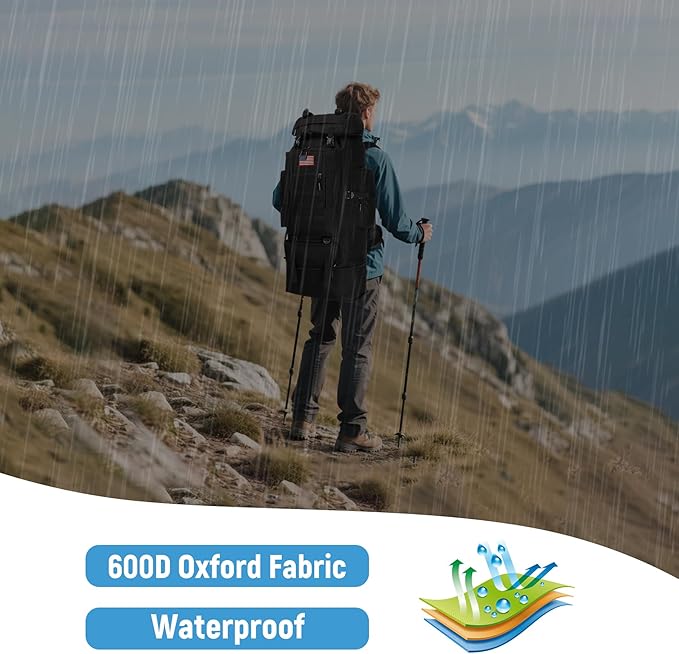 JUMAHE 100L Hiking Backpack for Men - Rucksack Molle Military Tactical Waterproof Lightweight Camping Backpack 3 Day Assault Pack for Travel, Climbing, Backpacking