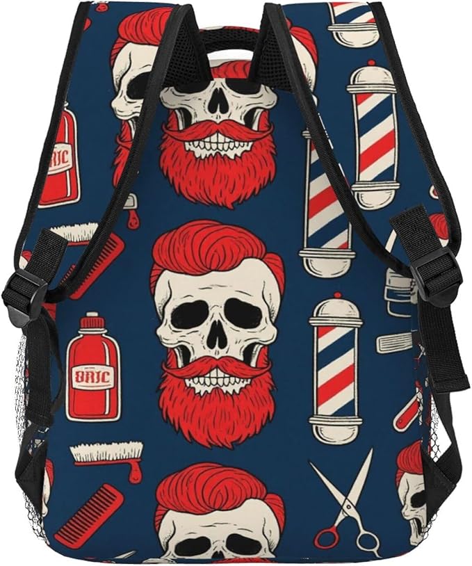 Men Women Polyester Vintage Barber Shop Tools Casual Daypack Large Capacity Carry On Bag With Adjustable Shoulder Straps for Camping Work Running