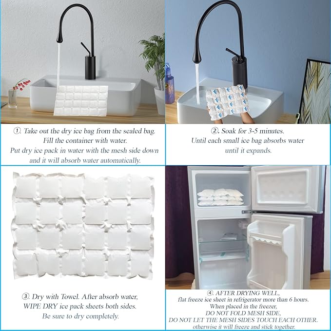 Reusable Ice Packs for Cooler Dry Ice Pack for Shipping Frozen Food & Perishables Storage & Mailing | Leak-Proof Long Lasting Cold Freezer Ice Packs for Lunch Bags & Insulated Boxes