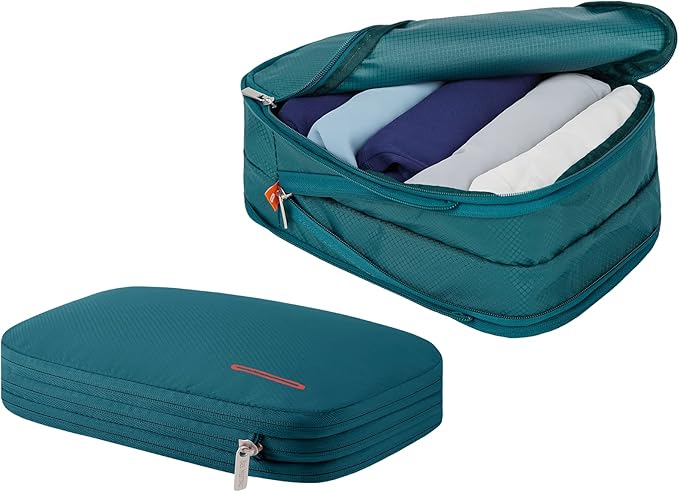 Bee Nesting Compression Packing Cube 2-Layer Travel Luggage Organizer with Wet Dry Separation Expandable Space Saver Bag for Suitcase and Backpack
