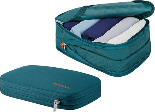 Bee Nesting Compression Packing Cube 2-Layer Travel Luggage Organizer with Wet Dry Separation Expandable Space Saver Bag for Suitcase and Backpack