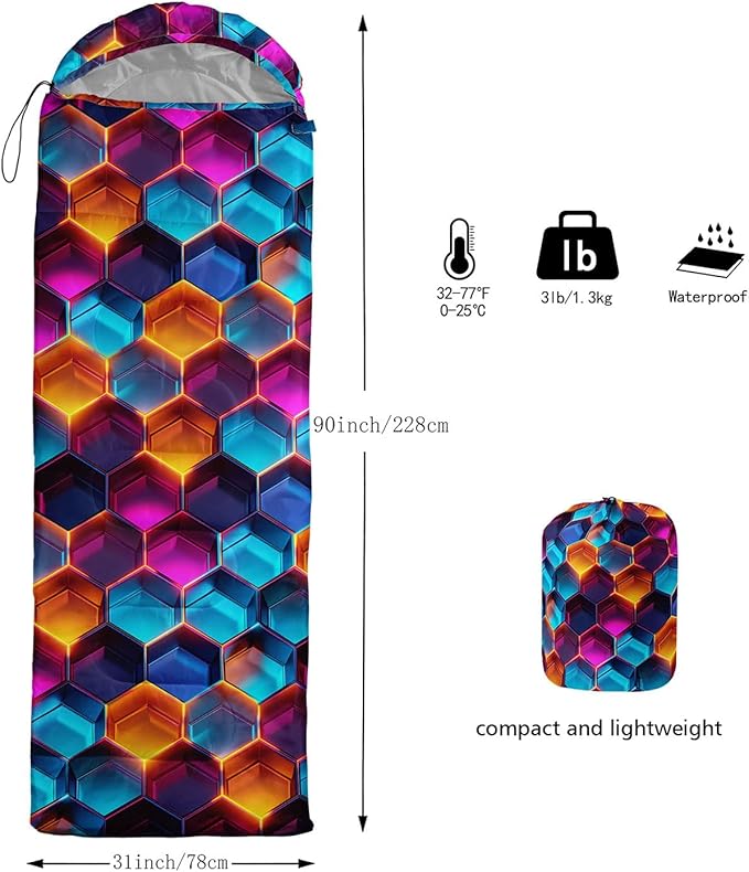 Kids Sleeping Bag for Boys Girls,Bohemian Cowboy Print-Lightweight Warm Portable Outdoor Indoor-Waterproof Cold Weather Resistant Sleeping Bag for Camping Hiking