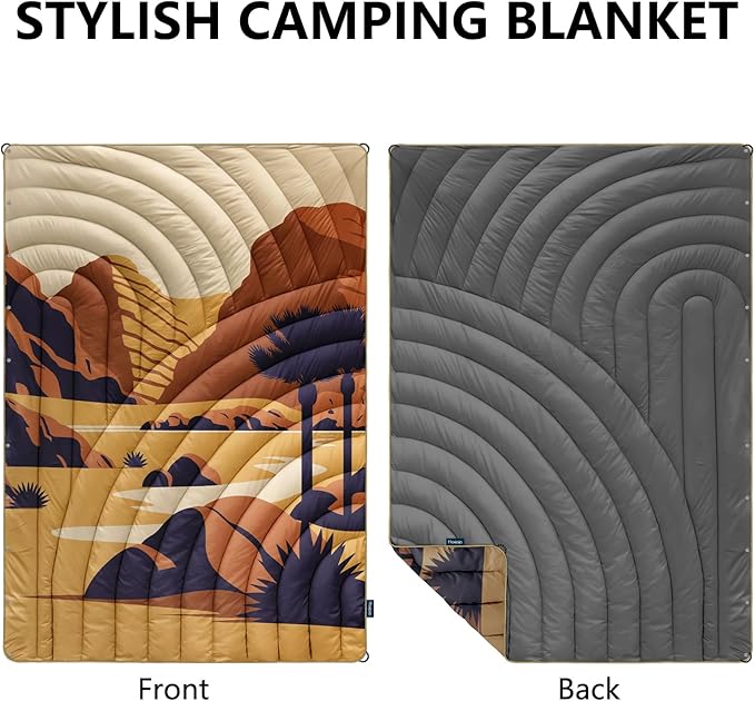 Camping Blanket,Puffy Printed Camp Blankets Lightweight Packable for Outdoor Camping,Traveling, Stadium, Hiking, Picnics