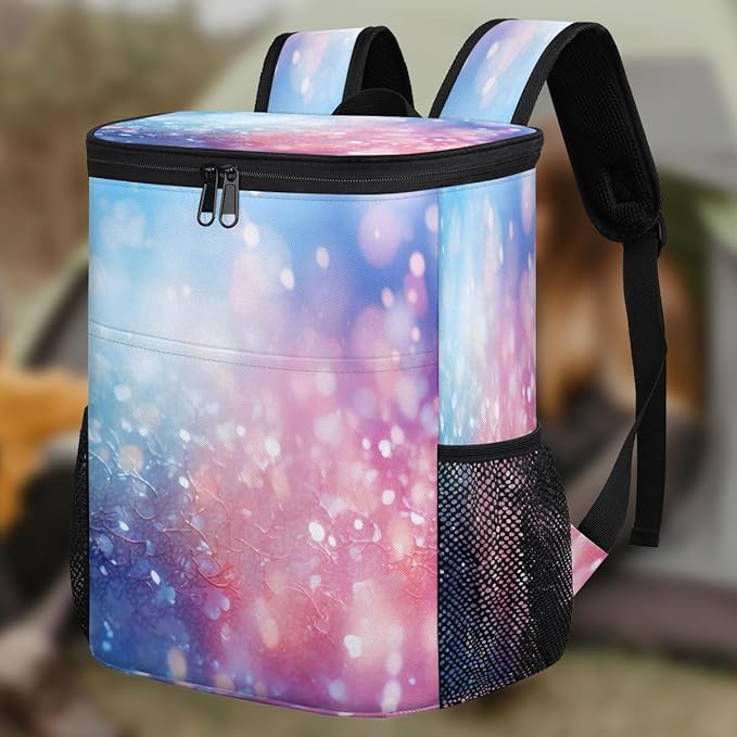 Insulated Cooler Backpack Glitter Leakproof Lightweight Ice Coolers Backpack Steel Blue Waterproof Cooler Bag Lunch Backpack for Camping Hiking Picnic for Men Women