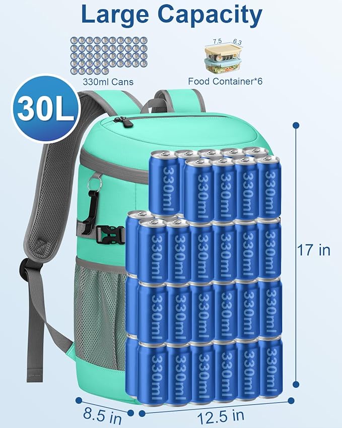 Cooler Backpack Insulated Waterproof,30/45 Cans Backpack Coolers Leakproof Lunch Backpack for Men Women Portable Soft Cooler Bag for Beach Camping Trave Picnic