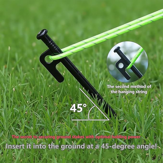 Tent Stakes Metal Tent Pegs Heavy Duty Stakes Ground Stakes Tent Spikes for Camping Hiking with 6PCS (Black-30cm)