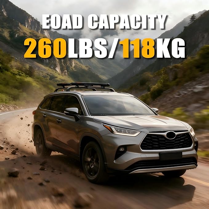 260lbs Heavy Duty Roof Rack Cross Bars for 2020-2025 Toyota Highlander (XLE, Limited, Platinum), Anti-Theft Locking Aluminum Cargo Rail for Roof Top Tent, Kayak, Canoe, Roof Box