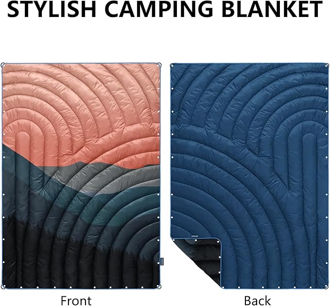 Camping Blanket,Lightweight Puffy Printed Camping Blanket Packable Outdoor Blanket for Camping,Traveling, Stadium, Hiking, Picnics
