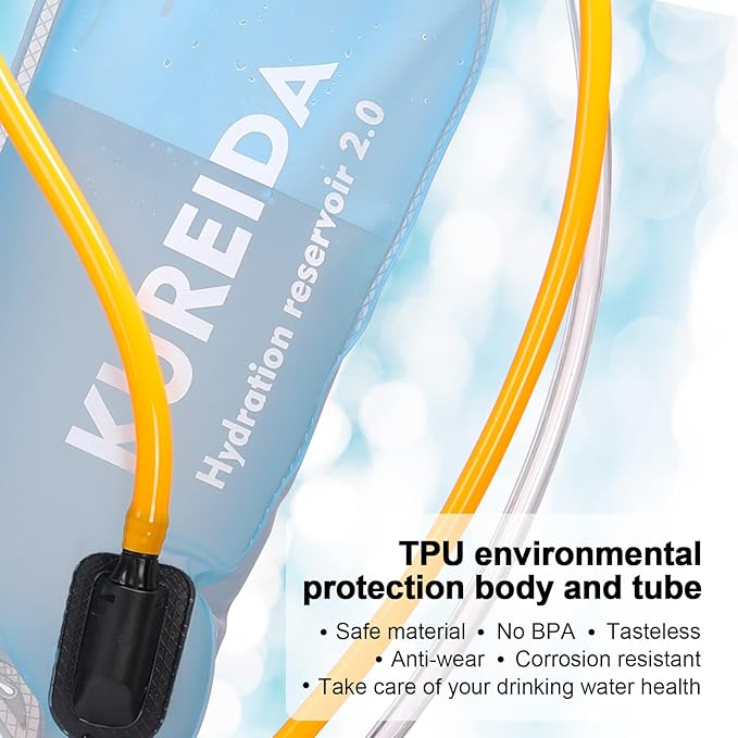 Dual Hydration Bladder 2 Liter,Water Bladder for Hiking Backpack Leak Proof,Water Reservoir for Hydration Pack,BPA Free,Carry Water and Electrolytes,TPU Material