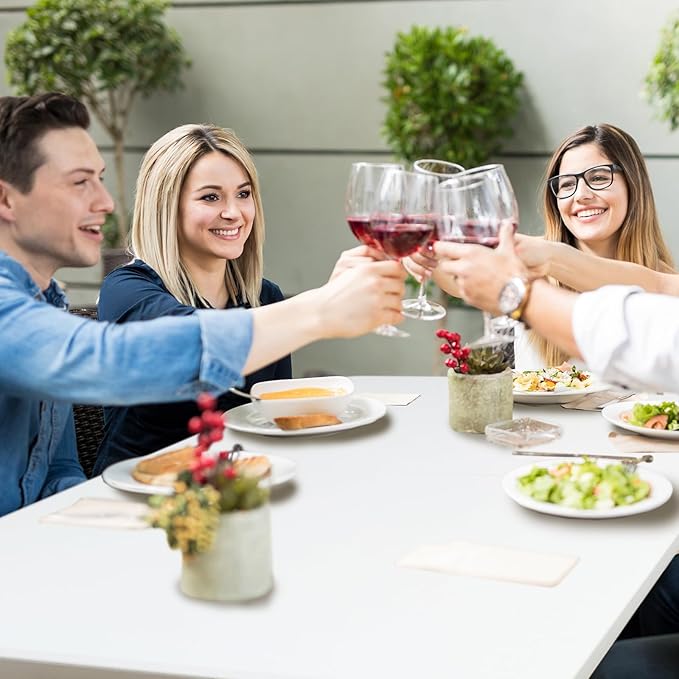 4ft Folding Table, Fold-in-Half Portable Heavy Duty Utility Outdoor Dining Card Table with Handle, Steel Legs Indoor Outdoor Use for Camping Picnic Events Party Card Games, White