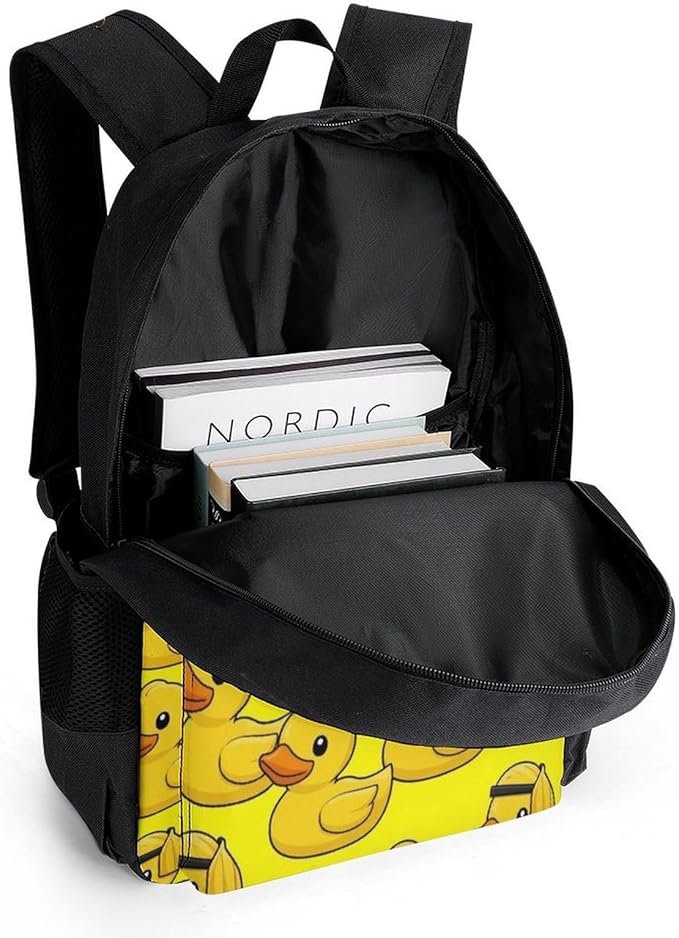Men Women Lightweight Funny Rubber Duck Yellow Backpack Large Capacity Carry On Bag With Padded Straps for Sports Work Walking Cycling