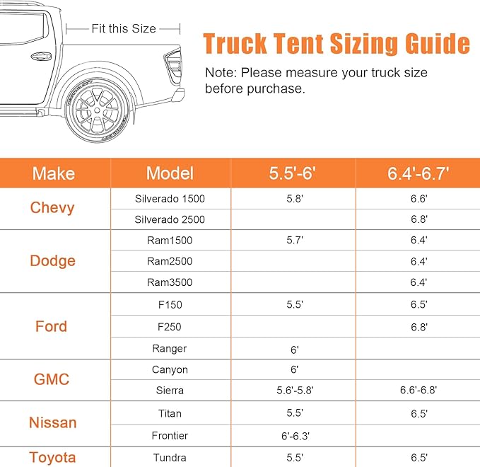 Umbrauto Truck Bed Tent, Waterproof PU2000mm Single Layer Truck Tents for 5.5-5.8'Ft, Full Size Pickup Tent Camping for 2 Person with Carry Bag, brown(Single layer)
