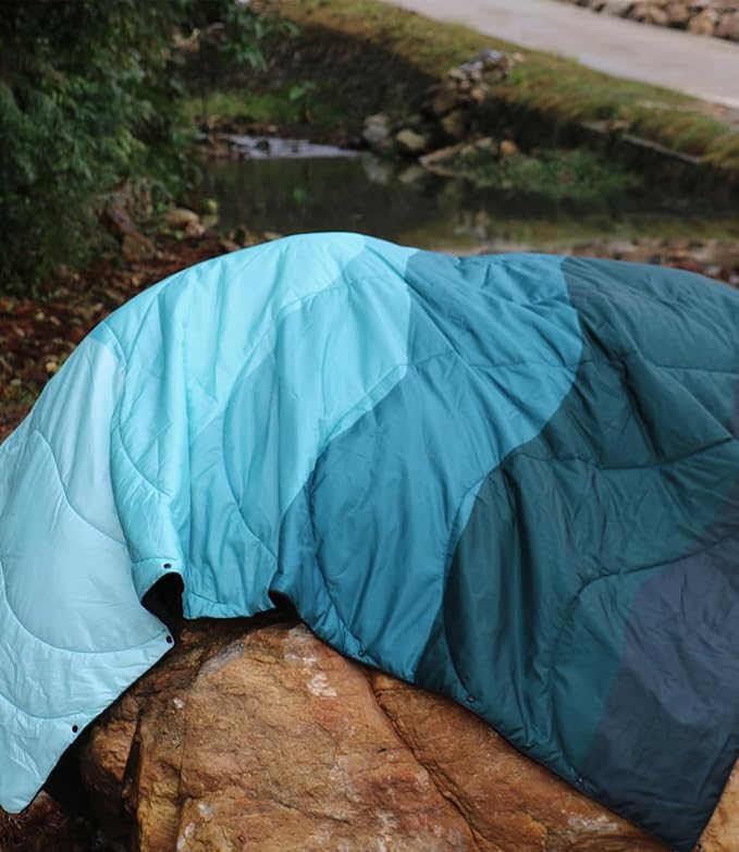 Outdoor Puffy Camping Blanket, Lightweight Down Alternative Puffy Waterproof Stadium Blanket with Portable Bag, Lightweight Camping Blanket for 2 People, Cold Weather, Sports, Travel, Car, 79*54 inch