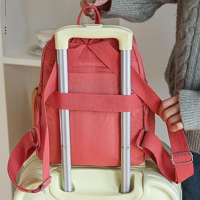 Simple Casual Solid Color Lightweight College Work Backpack Anti Theft Travel Backpack Daypack for Women (Orange)