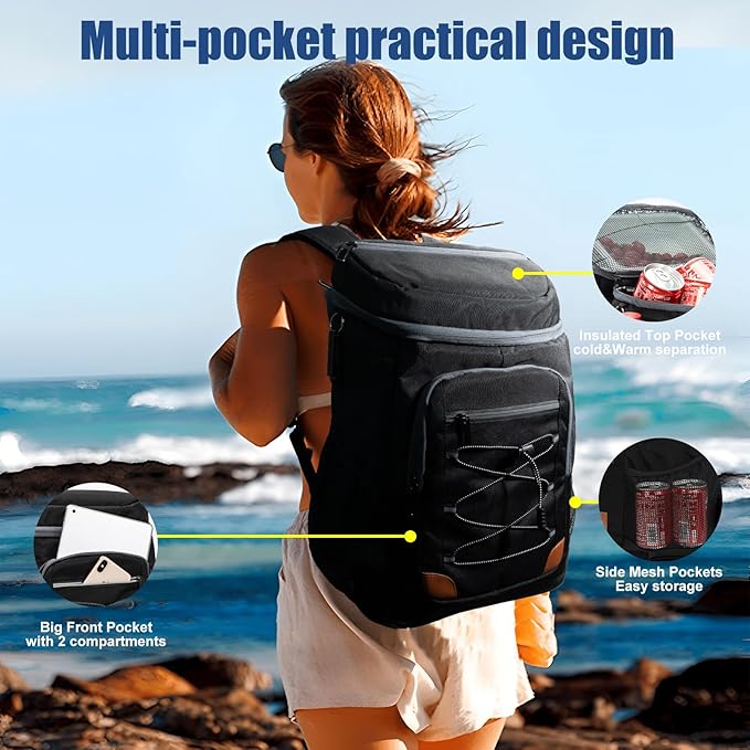 Backpack Cooler Insulated Leak Proof for Men Women 36 Cans Soft Cooler Backpack Insulated Waterproof Large Capacity Coolers Bag Portable for Lunch Camping Travel Picnic Hiking