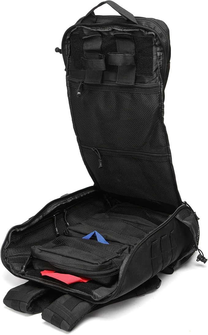 40L Waterproof Tactical Medical Backpack First Aid Bag for Hiking Trekking Hunting Fishing Camping Outdoor Sports (Black)