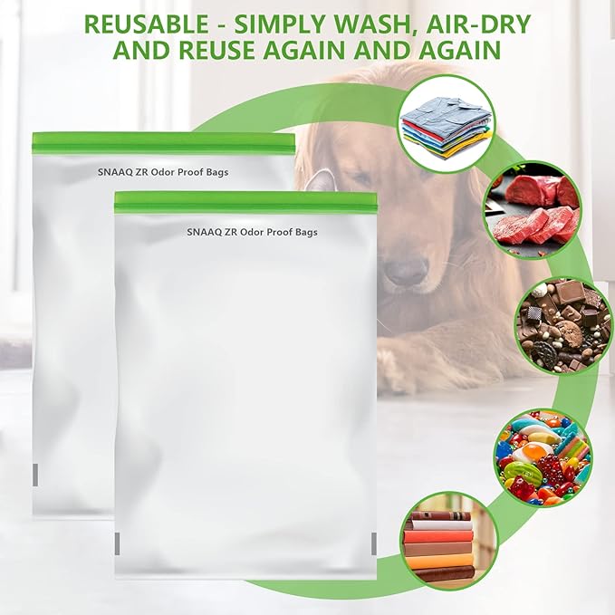 Proof Storage Bags-12ｘ20 Inch, Reusable Double-Tracked Zip Closure Barrier Storage Bags Lock in Keep Contents Fresh and Waterproof, Large Bear Bag fit Camping, Hiking and Water Sports （2 Pack）