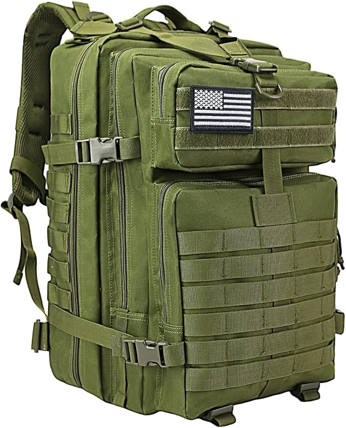 WOLT Military Tactical Backpack for Men 45L Molle Backpack 3 Day Assault Pack Bug Out Bag, Heavy Duty Rucksack for Hiking Gym(Army Green)